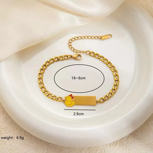 Trendy 18K Gold Plated Stainless Steel <b>Bracelet</b> for Women Designed with Oil Drop Square Pendant Anti <b>Allergy</b> Durable Jewelry - Product Image 5