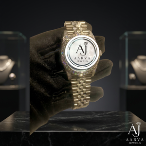 Reloj Mecánico con Esfera Plateada y Pedrería, Brazalete de Acero Inoxidable, Caja Redonda de 41 mm, Estilo Joyería, Unisex, Regalo - Product Image 1