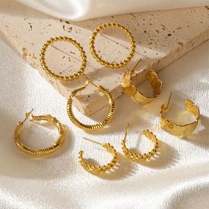 Conjunto de joyería de moda Pendientes mixtos al por mayor Aros 18K chapado en oro Flor de moda Fiesta de latón - Product Image 5