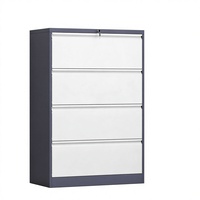 Armoire de rangement compacte en acier avec serrure, unité d'archives de type tiroir en métal pour bureau, style panneau en bois pour le rangement de bureau
