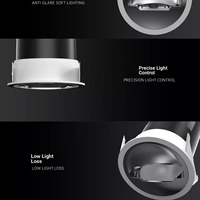 Tube lumineux commercial réglable 20W, tube lumineux encastré au plafond 12W, tube LED COB anti-éblouissement