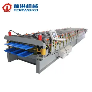 Double Layer Color Steel Galvanized Metal Aluminum Glazed Trapezoidal Sheet Step Tile Roof Roll Forming Machine