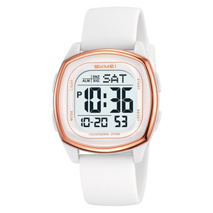 Skmei Digital <b>Watch</b> White Silicone Band 50m Waterproof <b>Electronic</b> <b>Watch</b> Unisex Student Model Multifunction Alarm Luminous - Product Image 5