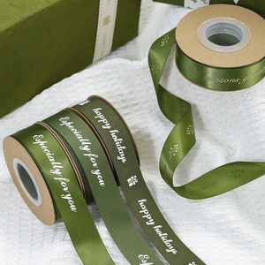 Lude Nhà Máy Tùy Chỉnh Sang Trọng 3D Lá Vàng Cứu Trợ Nổi In Ánh Kết Thúc Polyester <span class=keywords><strong>Ribbon</strong></span> Cho Món Quà Sinh Nhật Bao Bì - Product Image 2