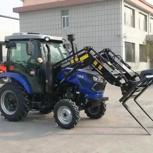 Tractor 50HP 60HP 70HP 504 604 704 4wd, Mini Tractor compacto con cargador y retroexcavadora