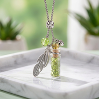 Pendentif décoratif en pierre de cristal naturelle pour aromathérapie, flacon d'huile, bouteille votive, collier, bijou