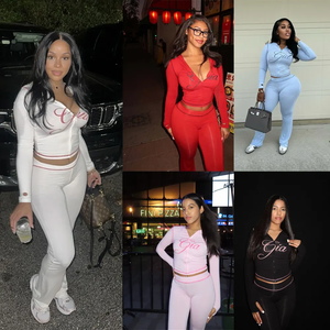 ชุดวอร์ม2ชิ้นสำหรับผู้หญิงชุดวอร์ม2ชิ้นเสื้อครอปมีฮู้ดรูดซิปตัวอักษรสำหรับฤดูใบไม้ผลิ2025 - Product Image 1