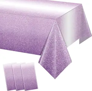 Toalha de mesa gradiente rosa brilhante ponto roxo descartável PE toalha de mesa para menina crianças aniversário casamento festa decoração