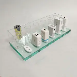 Triển Lãm Hiển Thị Màu Xanh Lá Cây Pmma Plexiglass Acrylic Usb Sạc Điện Thoại Phụ Kiện Hiển Thị Đứng Chủ Acrylic Tường Xe Sạc Hiển Thị