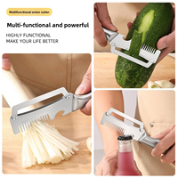 3-in-1 multifunctionele roestvrijstalen schilmes, handmatige groente- en fruitschiller, aardappel- en luchtersnijder, keukenhulpje