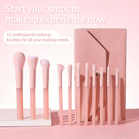 Ensemble de 11 pinceaux de maquillage professionnels OEM ODM, poils synthétiques, manche en plastique, pour le visage, pour femmes