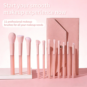 Juego de 11 Brochas de Maquillaje Profesionales OEM ODM, con Cerdas Sintéticas y Mango de Plástico, para Difuminar el Maquillaje Facial, para Mujeres - Product Image 3