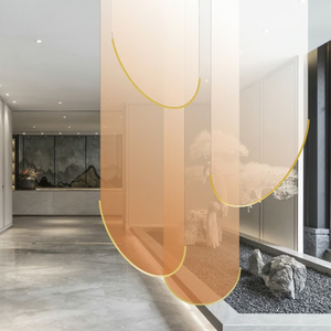 Rideaux de séparation parallèles multicouches avec bases incurvées en métal, <span class=keywords><strong>stores</strong></span> décoratifs pour créer des espaces de style naturel - Product Image 3