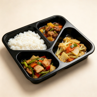 Boîte à lunch jetable personnalisée en PP PET, boîte à compartiments divisée, 5 compartiments, plateau rectangulaire pour la préparation des repas