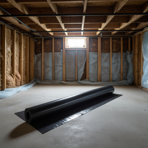 Heavy Duty 6 Mil Black <b>Plastic</b> <b>Sheet</b> <b>Roll</b> 24 X 100 Ft For Crawl Space Vapor Barrier - Product Image 2