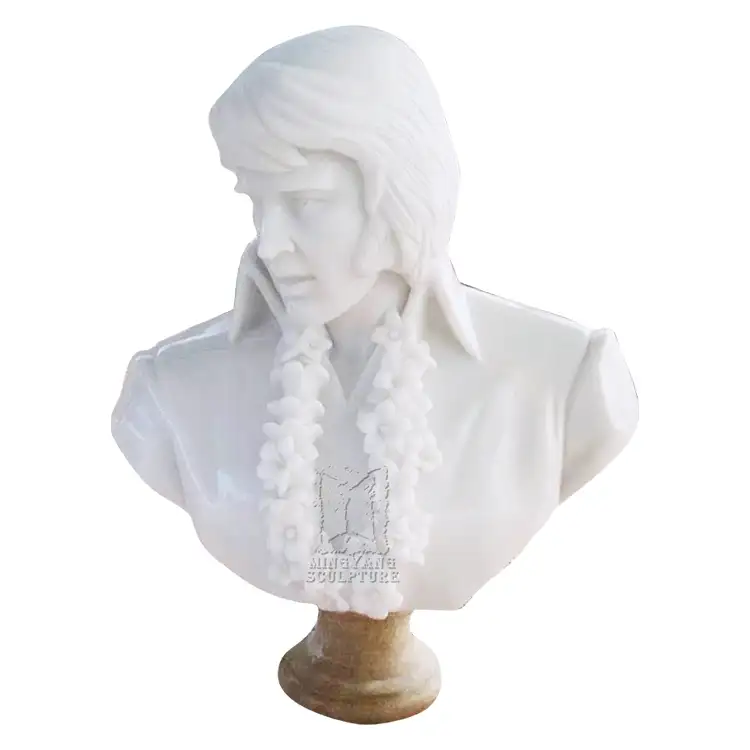 एल्विस प्रेस्ली फोड़ो प्रतिमा सफेद संगमरमर में संयुक्त राज्य अमेरिका मशहूर गायक अभिनेता पत्थर सिर प्रतिमा पेशेवर हाथ नक्काशीदार