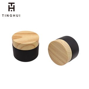 กระปุกครีมเนยบำรุงผิวแบบฝ้าสีอำพันดำ ขนาด 30 กรัม 50 กรัม 100 กรัม 50 มล. 100 มล.  กระปุกแก้วเครื่องสำอางแบบฝ้าพร้อมฝาไม้ไผ่ - Product Image 6