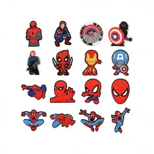 Cartoon charms for clog shoes decoration deadpool clog charms with cheap price super hero shoe charm for kids clog shoes