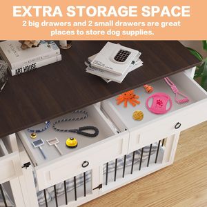 Quá Khổ con chó Thùng đồ nội thất cho 2 trung bình đến lớn chó với phân vùng ngăn kéo đồ nội thất trong nhà TV đứng - Product Image 4