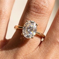 Bague solitaire en moissanite RINNTIN SMOR48, coupe ovale, argent sterling 925, 1ct 2ct, couleur D, moissanite VVS, bijoux étincelants pour femmes