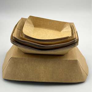 Boîte d'emballage jetable en forme de bateau, plateau alimentaire en papier kraft pour barbecue, collation, hot-dog, frites - Product Image 3