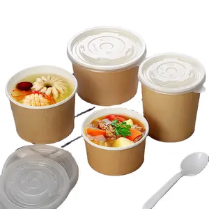 Yogurt Cups And Lids Paper Cardboard Salad Bowl Pastel Soup Bowls Paper Soup Cup Lid