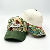 Gorra de Béisbol Personalizada con Bordado Floral 3D, 5 Paneles, Diseño Jacquard Floral, Visera de Gamuza, para Mujer, Estilo Urbano