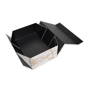 Boîte cadeau magnétique pliable écologique personnalisée <span class=keywords><strong>en</strong></span> carton rigide 1200 g/m² à motif <span class=keywords><strong>marbre</strong></span> avec fermeture à ruban pour emballage de vêtements et chaussettes de luxe - Product Image 2