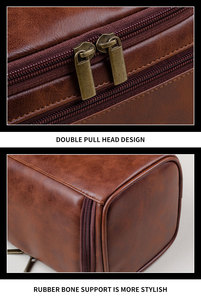 Pu Leather <strong>Toiletry</strong> <strong>Bag</strong> for <strong>Men</strong> Personalized Hanging <strong>Toiletry</strong> Travel Organizer Water Resistant Cosmetic <strong>Bag</strong> - Product Image 5