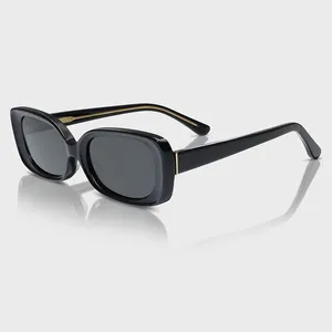 Yeetian Individuelle schwarze rechteckige Bio-Acetat-Mode-Sonnenbrille High-End-Damen-Vintage-UV-Schutz-Sonnenbrille