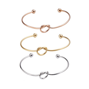 Promo Pabrik Grosir Gelang Manset Simpul Baja Tahan Karat Kustom untuk Wanita Perhiasan Fashion Sederhana - Product Image 1