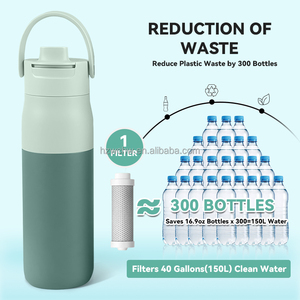 Bouteille d'eau en acier inoxydable à double paroi avec filtre, sans BPA, nouvelle arrivée, 680 ml/1000 ml, logo personnalisé de luxe, filtre à charbon - Product Image 2