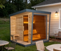 Sauna Kayu Solid Luar Ruangan Gaya Villa Mewah, Kabin Sauna Basah Tradisional, Ruang Sauna Tahan Air Luar Ruangan untuk 4-6 Orang