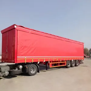 China Barato 3 Ejes 30-120 Ton 4*4 Sección Transporte de carga Bajada Cortina lateral Camión Remolque
