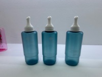 Flacon pompe 80 ml en PET bleu brillant pour sérum capillaire, avec logo personnalisé, applicateur de lotion, conteneur vide pour cosmétiques et soins capillaires, vente en gros