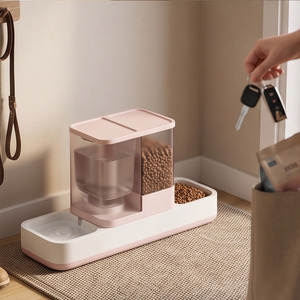Dispensador Automático de Agua y Comida para Gatos <span class=keywords><strong>2</strong></span> en 1, Estación de Agua y Comida por Gravedad con Doble Recipiente para Gatos de Interior - Product Image 3