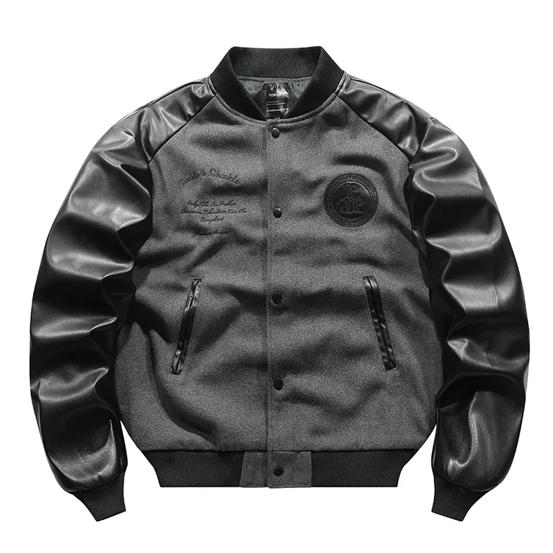 Men Varsity Jacket Embroidered Letterman Bomber Jacket Casual Baseball Jackets