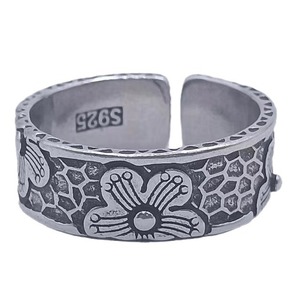 Nuovo Design alla moda anello fatto a mano in fiore di ciliegio da <span class=keywords><strong>uomo</strong></span> Vintage tailandese <span class=keywords><strong>anelli</strong></span> realizzati in argento Design nicchia originali <span class=keywords><strong>anelli</strong></span> martellati - Product Image 5