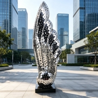 Scultura in Acciaio Inossidabile K318 Grande Astratta a Tema Ciclismo, Lucida e Resistente alla Corrosione, Statua Artistica Sportiva in Metallo