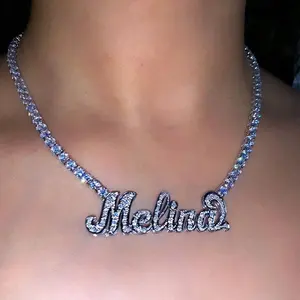 Collar ostentoso para mujer, placa con nombre personalizada