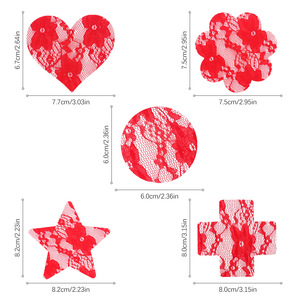Grenz überschreitende Hochzeit Herzförmige Brust aufkleber Atmungsaktive durchscheinende Jacquard-Spitze Unsichtbare Einweg-Brustwarzen abdeckung - Product Image 3