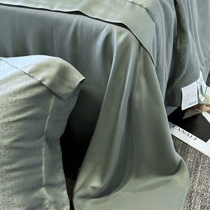 Alta classe Jacquard estate trapunta verde lenzuola doppie federe Set letto di lusso leggero tessuto per la casa biancheria da letto - Product Image 5