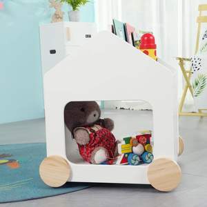 Diseño interesante Estantería DE MADERA PARA NIÑOS 2 en 1 Estantería para niños Organizador de libros para bebés <span class=keywords><strong>con</strong></span> <span class=keywords><strong>ruedas</strong></span> - Product Image 4