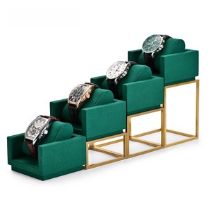 Support de montre de luxe personnalisé, présentoir de montre haut de gamme, accessoires de présentation en microfibre, vert - Product Image 2