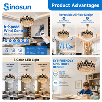 Ventilateur de plafond LED invisible avec télécommande, moteur DC réglable, 3 couleurs de lumière, 42 pouces, idéal pour salon moderne, best-seller OEM/ODM