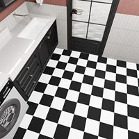 ORON DECO PVC Papier peint 3D Carreaux de sol Revêtement de sol en plastique Autocollants adhésifs Sol en vinyle noir et blanc Décoration intérieure Luxe