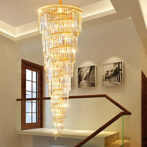 Decoración colgante Luz Hotel extra grande largo espiral araña de cristal de lujo para Villa escalera - Product Image 2