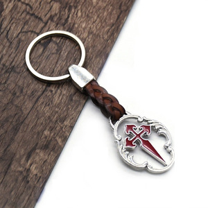 Llavero de Cuero con Colgante Ovalado en Forma de Cruz, Accesorio de Regalo - Product Image 2