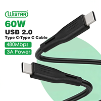 Câbles de charge rapide WISTAR 60W de type C premium, purs, pour smartphones/tablettes