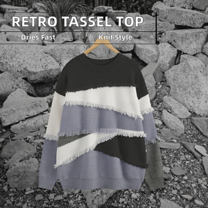 Pull à franges style rétro américain Bflazy pour homme, version coréenne et japonaise, tricot contrastant pour l'automne et l'hiver - Product Image 2